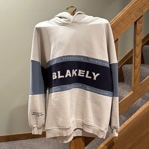Blakely Cream Colorblock Crewneck Sweater with Navy & Slate Accents